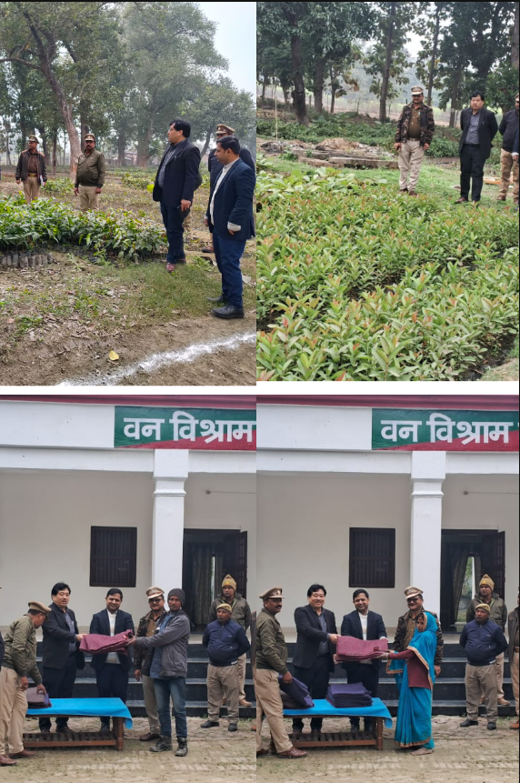 नोडल अधिकारी ने किया निचलौल रेंज में पौधशालाओं का निरीक्षण एवं पौधशालाओं में कार्यरत महिलाओं पुरुषों को कम्बल का वितरण।